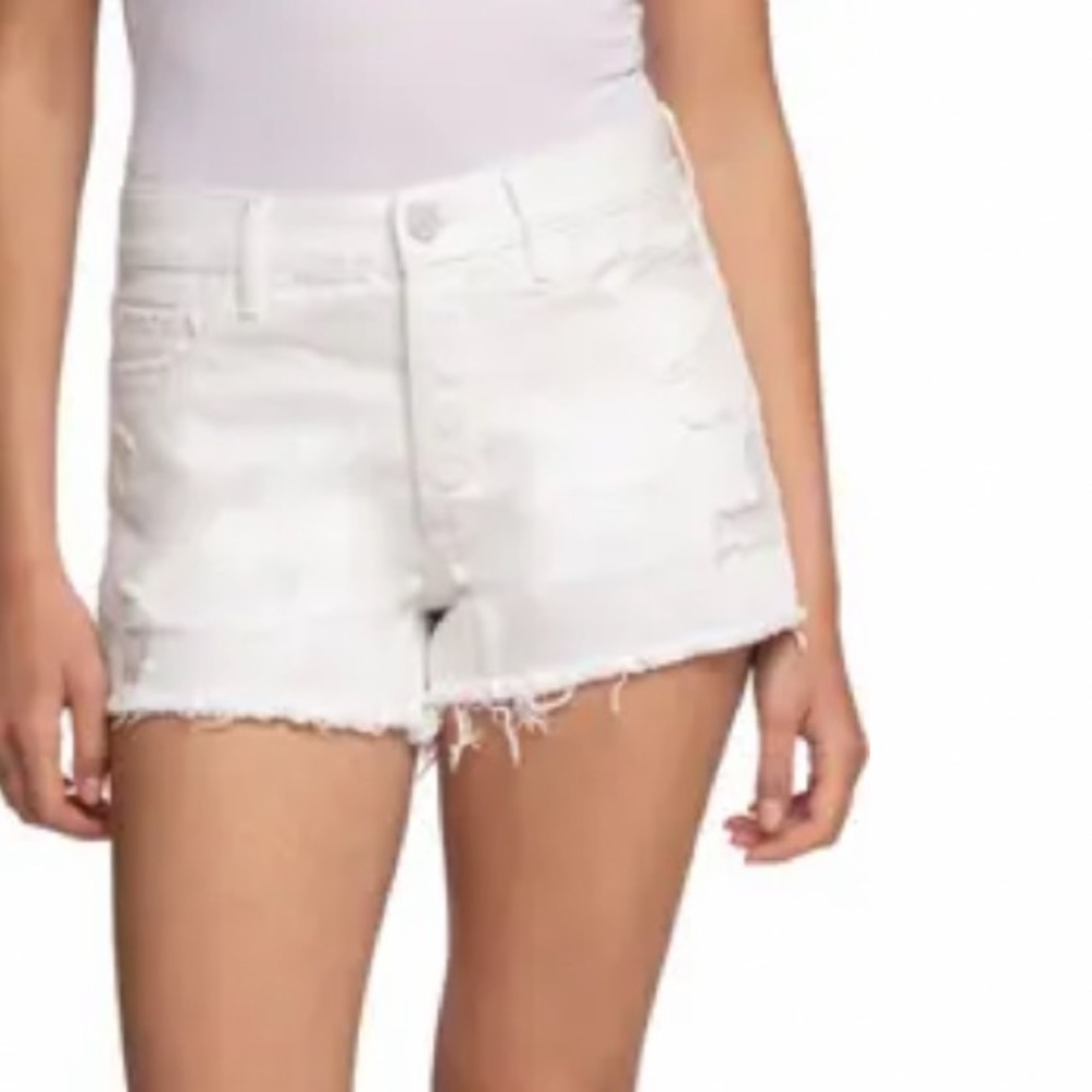 21. Blank NYC Hi Rise Rigid Distressed Shorts in White, Size 31